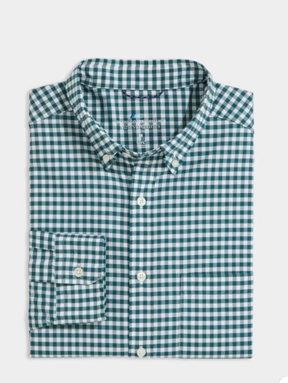 Vineyard Vines On-the-Go Gingham Performance Button Up Shirt Blue & Green